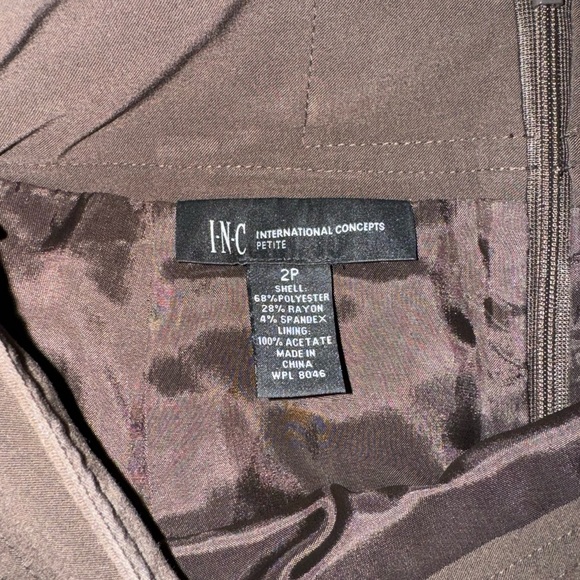New INC International Buckled Concept Brown Regular Fit Pencil Skirt, Size 2P. - Picture 4 of 6